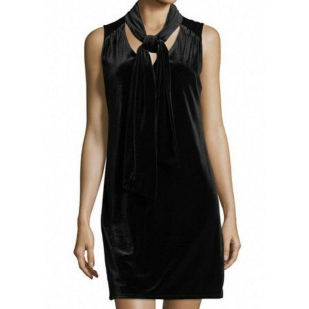 Laundry by Shelli Segal Tie Neck Velvet Shift Dress - Size 14